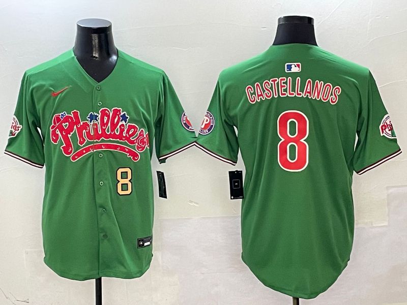 Men Philadelphia Phillies #8 Castellanos Green Fourth generation Joint Name Nike 2025 MLB Jersey style 2